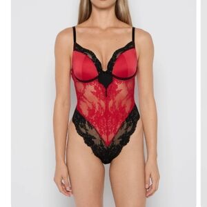 La SENZA Red and Black Lace Bodysuit